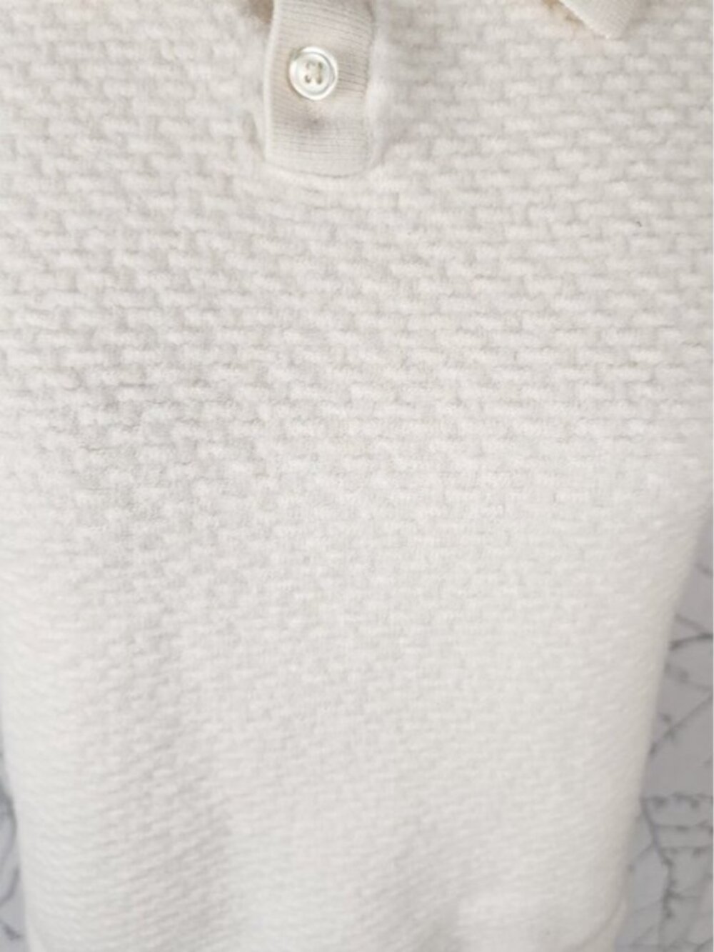 Christian Lacroix Ivory Textured Merino Wool Knit Polo Sweater - Picture 2 of 5